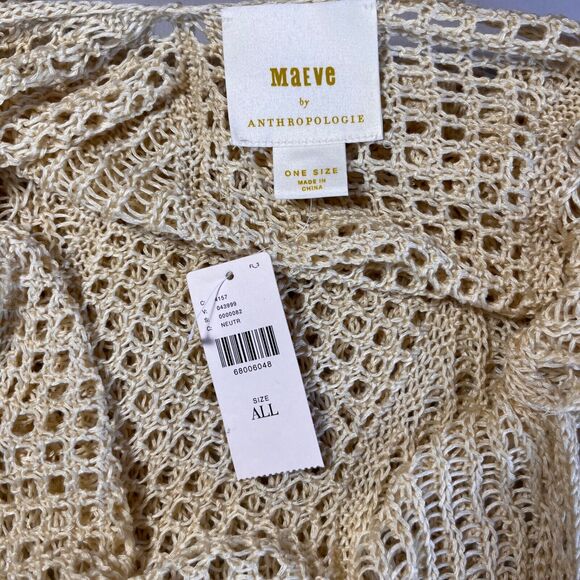MAEVE Anthropologie Maxi Open Knit Crochet Cardigan in Natural color Onesize - Picture 3 of 8